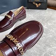 	 Chanel Logo Chain Burgundy Leather Loafers - 2