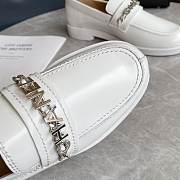 	 Chanel Logo Chain White Leather Loafers - 2