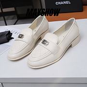 	 Chanel White Quilted Leather Lego Logo Loafer - 1