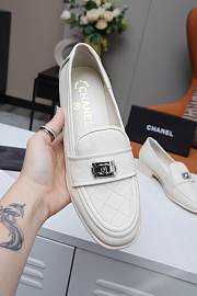 	 Chanel White Quilted Leather Lego Logo Loafer - 5