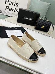 Chanel Light Beige Leather Black Toe Espadrilles - 5