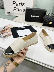 Chanel Light Beige Leather Black Toe Espadrilles - 4