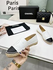 	 Chanel White Leather Black Toe Espadrilles - 2