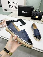 Chanel Navy Leather Black Toe Espadrilles - 2