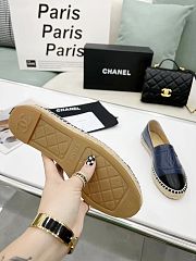 Chanel Navy Leather Black Toe Espadrilles - 3