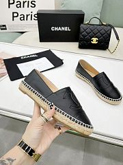 	 Chanel Black Leather Black Toe Espadrilles - 3