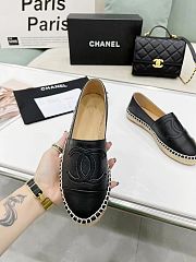 	 Chanel Black Leather Black Toe Espadrilles - 5