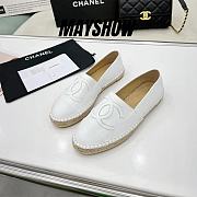 Chanel White Leather White Toe Espadrilles - 1