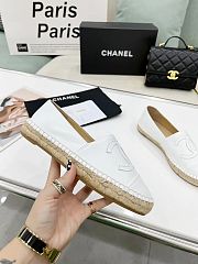 Chanel White Leather White Toe Espadrilles - 5