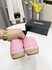 Chanel Pink Tweed Black Toe Espadrilles - 3