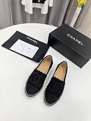 	 Chanel Black Tweed Black Toe Espadrilles - 2