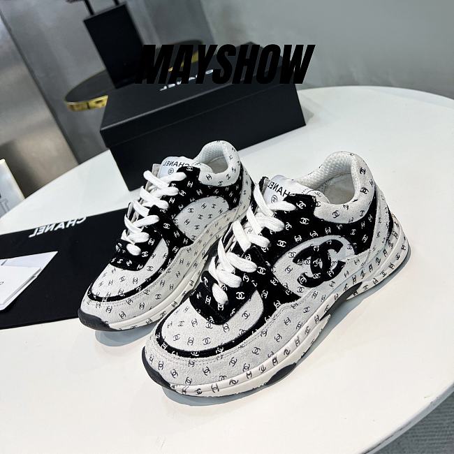 CHANEL 22S G39230 Black&White suede sneakers runners trainers 36-42 EUR  sizes $1,500.00 - PicClick