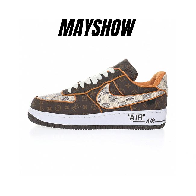 Nike Air Force 1 Low Louis Vuitton Monogram Brown Damier Azur - 1