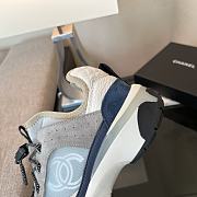 Chanel Low Top Sneakers 2022-23FW Navy Fabric Grey Suede Calfskin White Mesh  - 3