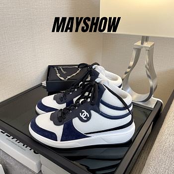 Chanel High Top Sneaker White Navy 