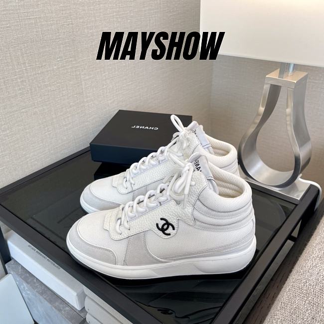 Chanel High Top Sneaker All White  - 1