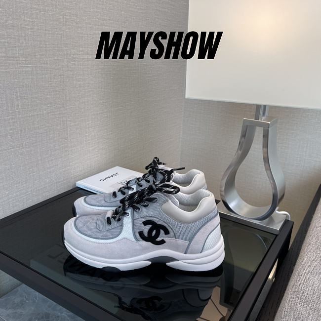 Chanel Low Top Trainer Gray White - G38299 Y55434 K3159 - 1