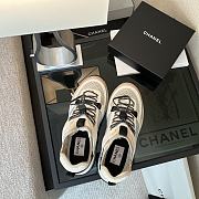 	 Chanel Low Top Sneakers 2022-23FW Tan Fabric White Suede Calfskin White Mesh - 3