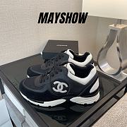 Chanel CC Logo Trainer Black White - MayShow