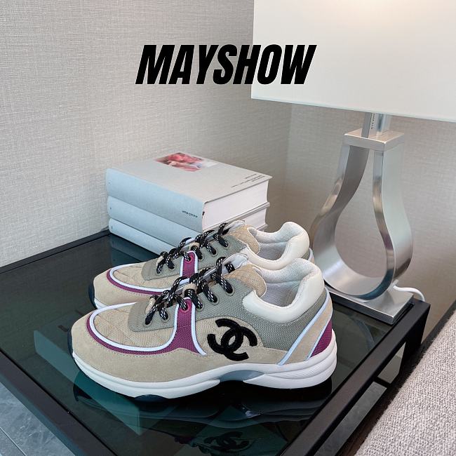 Chanel Low Top Trainer Beige Purple - G38299 Y55435 K3164 - 1