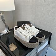 Chanel White Tweed Plaid Platform Sneakers - 5