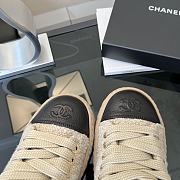 Chanel Beige Tweed Plaid Platform Sneakers - 4