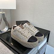 Chanel Beige Tweed Plaid Platform Sneakers - 5