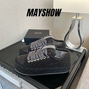 Chanel Black Tweed Plaid Platform Sneakers - 1