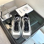 Chanel Low Top White Nylon Mesh Grey Suede - 5