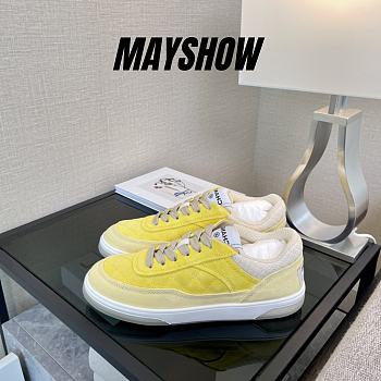 Chanel Low Top Quilted Yellow Suede