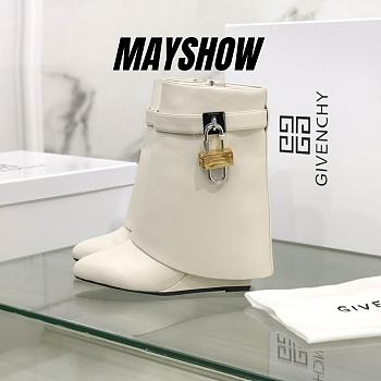 	 Givenchy Shark Lock White Beige Ankle Boots