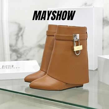 	 Givenchy Shark Lock Brown Ankle Boots