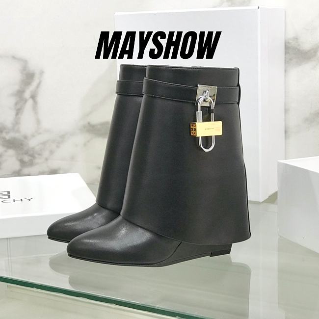 	 Givenchy Shark Lock Black Ankle Boots - 1