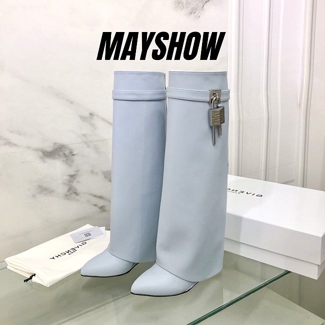 Givenchy Shark Lock Blue Grey Pants Boots - 1