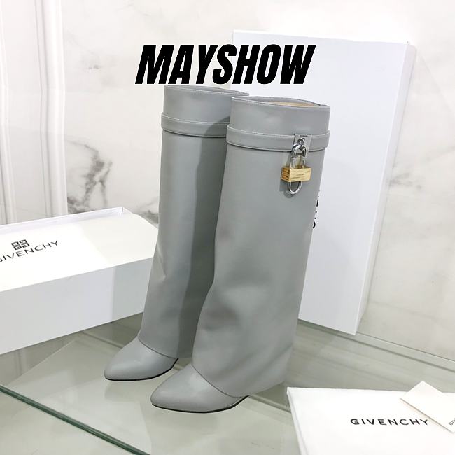 	 Givenchy Shark Lock Dark Grey Pants Boots - 1