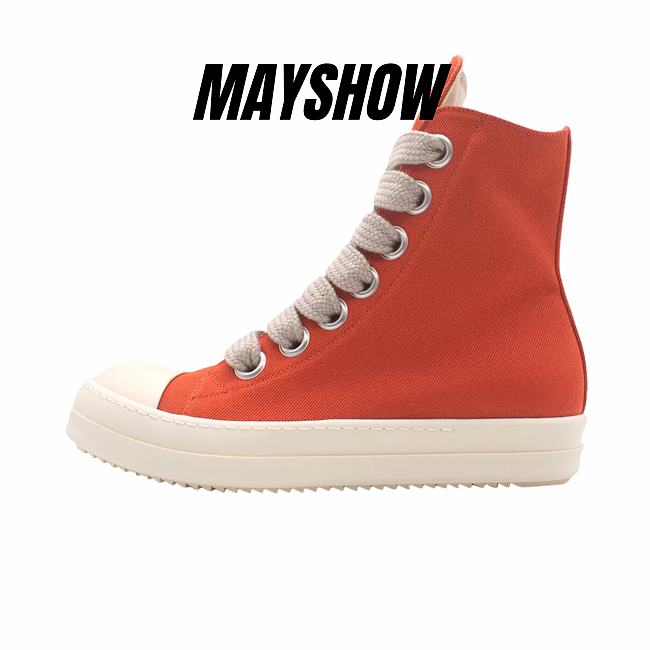 Rick Owens DRKSHDW Fogachine Mega Lace Orange Canvas High Top - DS01B7800DMW1 5311 - 1