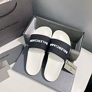 	 Balenciaga Pool Slides Logo Black White  - 2