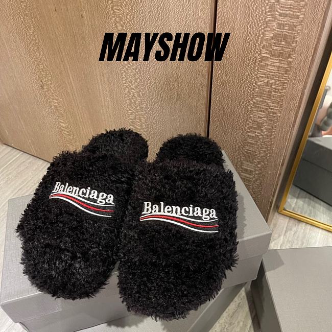 Balenciaga Furry Slide Black - 654747W2DO11096 - 1