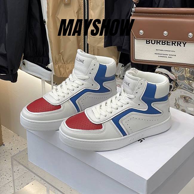 Celine CT-01 Z Trainer High Top Sneakers Red Blue - 1