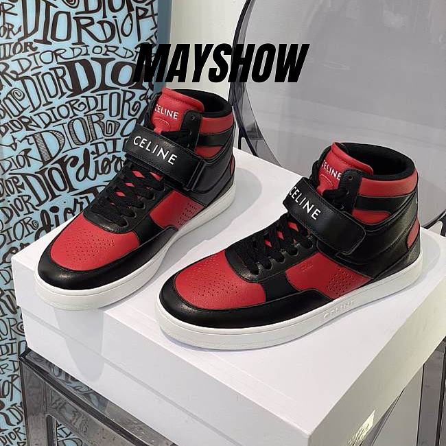 Celine CT-03 Trainer High Top With Scratch Sneakers Black Red - 344513338C.38BR - 1