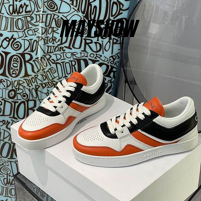 Celine Trainer Low Lace-up Sneaker Orange Black - 1