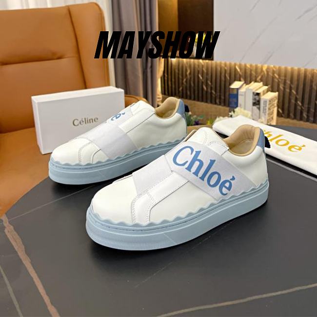 Chloe Storm Blue Lauren Sneaker with Strap - CHC20A363M141F - 1