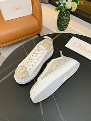 Chloe Mild Beige Lauren Sneaker In Lace - CHC19U108D26J1 - 3