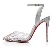 	 Christian Louboutin Spikaqueen 100 Silver PVC Pumps - 3220981S281 - 2