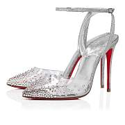 	 Christian Louboutin Spikaqueen 100 Silver PVC Pumps - 3220981S281 - 4