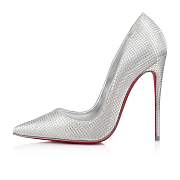 Christian Louboutin So Kate 120 Silver Glittered Cotton Pumps - 1220782S211 - 4