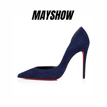 Christian Louboutin Iriza 100 Blue Suede Pumps - 12105164010