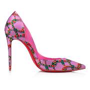 Christian Louboutin Iriza 100 Pink Crepe Satin Naja Chain Print Pumps - 1230115P754 - 4