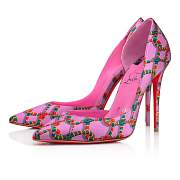 Christian Louboutin Iriza 100 Pink Crepe Satin Naja Chain Print Pumps - 1230115P754 - 5