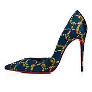 Christian Louboutin Iriza 100 Blue Crepe Satin Naja Chain Print Pumps - 12301154010 - 2